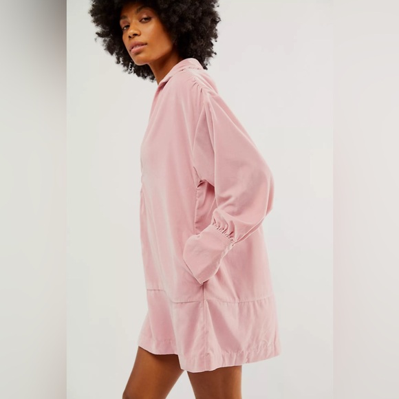 Free People Tessa Mini Dress Pink Nectar Velvet Size Small NWT - Picture 3 of 8